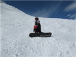 Полина в роли сноубордиста на привале... 
